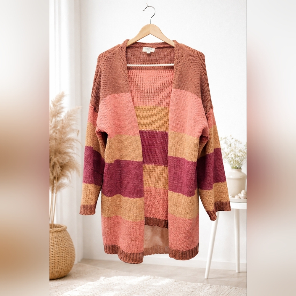 Umgee Size Small Warm Tones Open-Front Cardigan